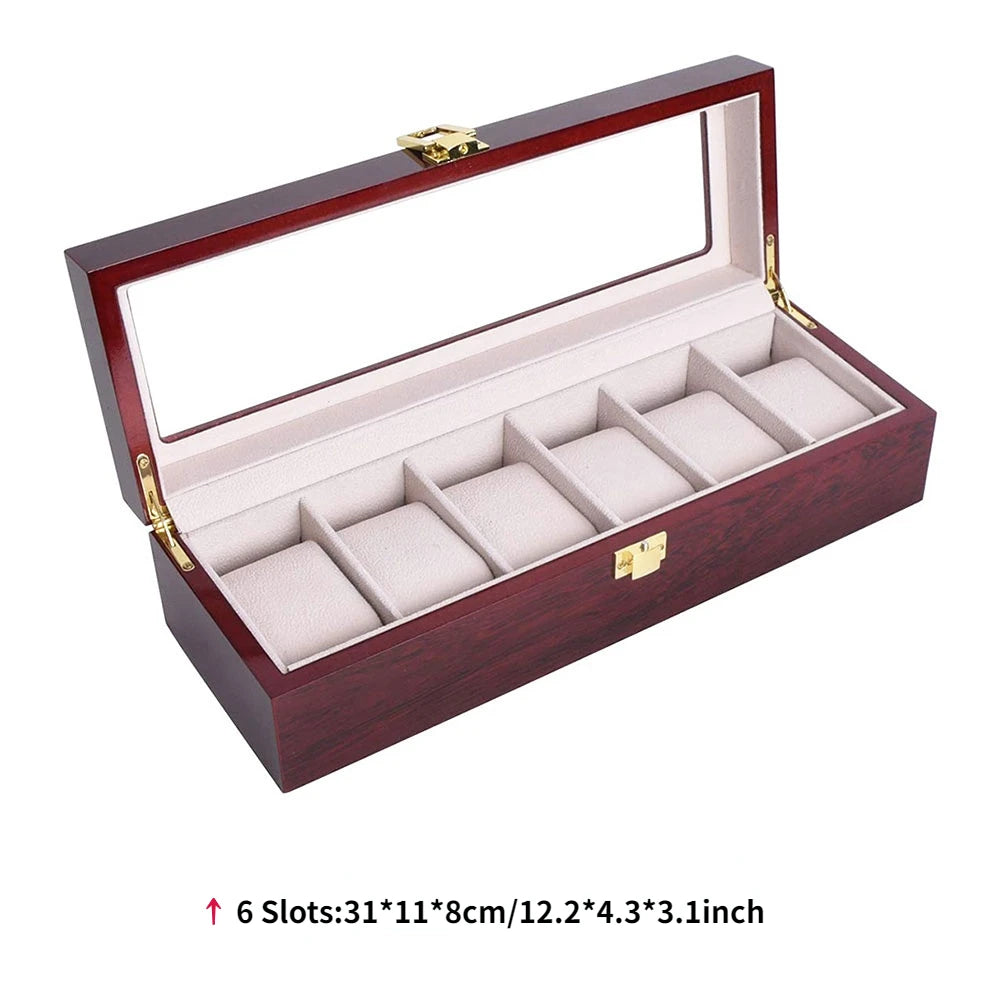 ALDO Décor > Watches 6 slots Luxury Wood Watch Storage Orgonizers Boxes for 2/3/5/6/10/12 Slots