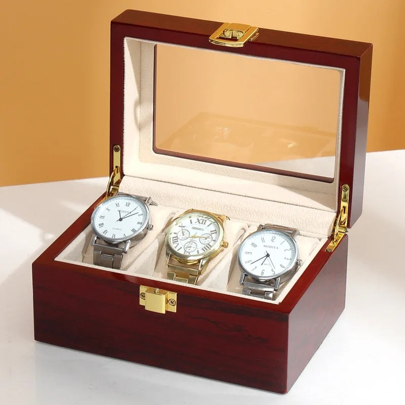 ALDO Décor > Watches Brown Luxury High Quality Piano Painted Wood Watch Case Box Organizer