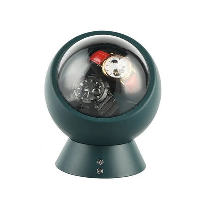 ALDO Décor > Watches Green Luxury Automatic Space Age Double Watch Winder Fine Stand Case LED and With USB Power Adapter