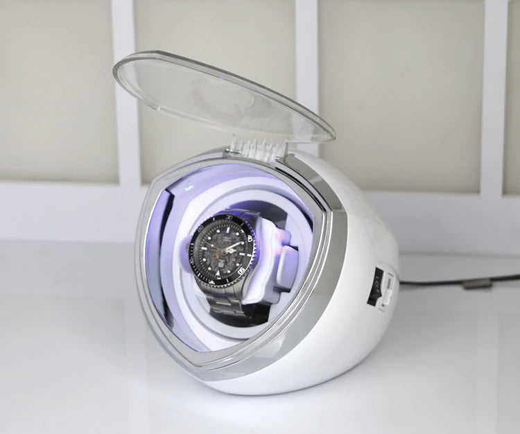 ALDO Décor > Watches Luxury Automatic Single Watch Winder Fine Running Case With LED Lights and AC Power Adapter