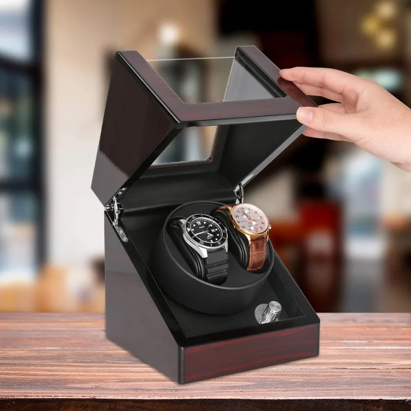 ALDO Décor > Watches Luxury Automatic Wood Polish Design Watch Winder Fine Stand Case With USB Power Adapter
