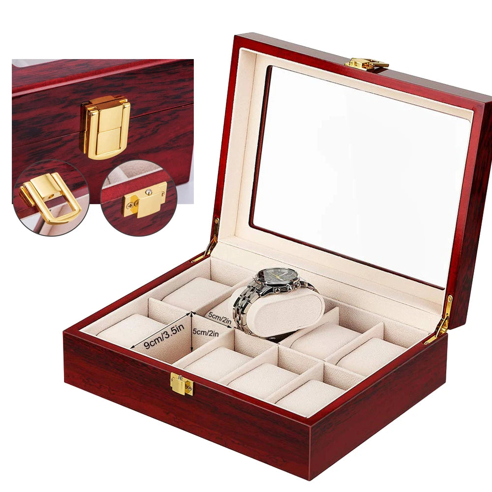 ALDO Décor > Watches Luxury Wood Watch Storage Orgonizers Boxes for 2/3/5/6/10/12 Slots