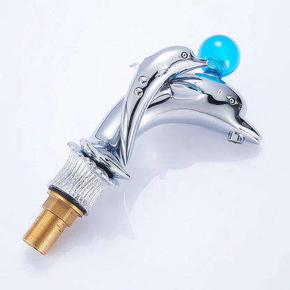 ALDO Hardware>Plumbing Fixtures Luxury Dolphin Bathroom Basin Solid Brass Faucets Contemporary Deck Mounted