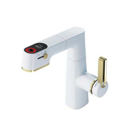 ALDO Hardware>Plumbing Fixtures New Bathroom Basin Faucets LED with Temperature Control Display Solid Brass Mixer Taps and Pull Out Type Single Handle