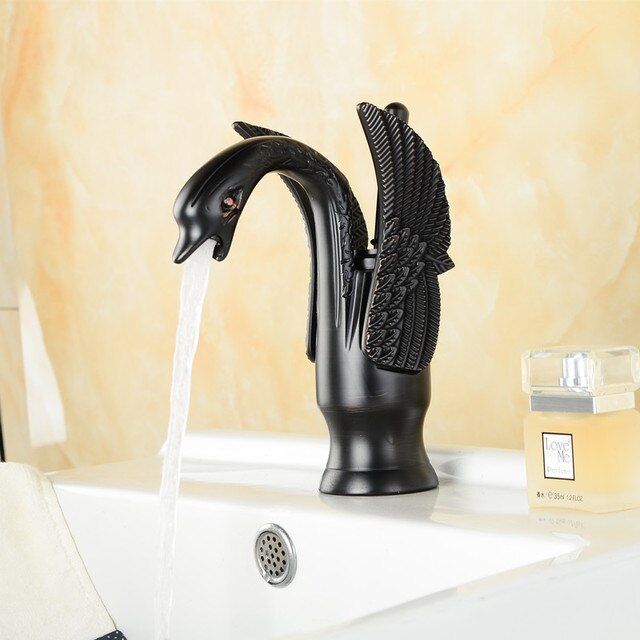 ALDO Hardware>Plumbing Fixtures SLT8039B Luxury Contemporary European Style Bathroom Swan Basin Faucet Brass Deck Mounted Single Handle