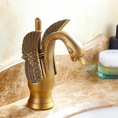 ALDO Hardware>Plumbing Fixtures SLT8039F Luxury Contemporary European Style Bathroom Swan Basin Faucet Brass Deck Mounted Single Handle