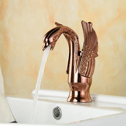 ALDO Hardware>Plumbing Fixtures SLT8039M Luxury Contemporary European Style Bathroom Swan Basin Faucet Brass Deck Mounted Single Handle