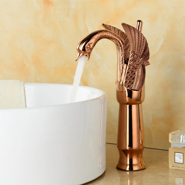 ALDO Hardware>Plumbing Fixtures SLT8039ML Luxury Contemporary European Style Bathroom Swan Basin Faucet Brass Deck Mounted Single Handle