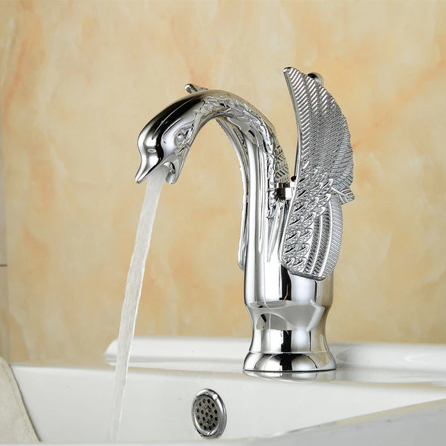 ALDO Hardware>Plumbing Fixtures SLT8039S Luxury Contemporary European Style Bathroom Swan Basin Faucet Brass Deck Mounted Single Handle