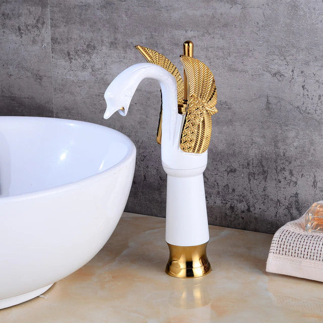 ALDO Hardware>Plumbing Fixtures SLT8039WL Luxury Contemporary European Style Bathroom Swan Basin Faucet Brass Deck Mounted Single Handle