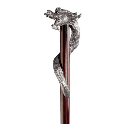 ALDO Health Care Mobility & Accessibility Canes & Walking Sticks 3.5"Wx3.5"Dx33.5"H / NEW / Wood Italian Dragon Solid Hardwood Pewter Walking Stick Collectible Not intended for Orthopedic use.