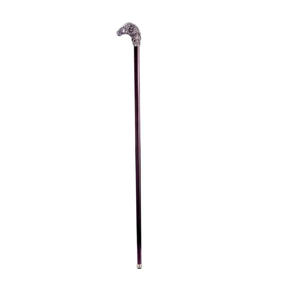 ALDO Health Care Mobility & Accessibility Canes & Walking Sticks 35.5"H / NEW / Wood Italian Solid Hardwood Emperor's Ram Pewter Walking Stick Collectible Gift