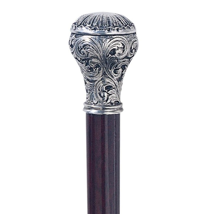 ALDO Health Care Mobility & Accessibility Canes & Walking Sticks 35.5"H / NEW / Wood Italian Solid Hardwood Ornamental Classic Flamboyant  Ball Pewter Walking Stick Collectible Gift