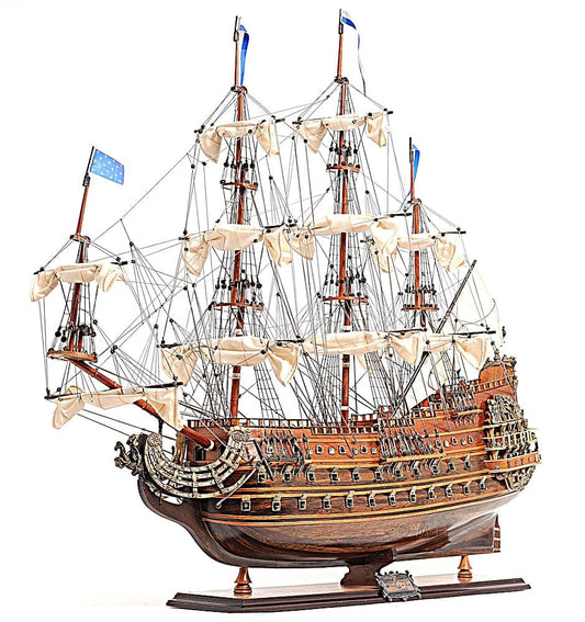 ALDO Hobbies & Creative Arts> Collectibles> Scale Model L: 28 W: 10 H: 27 Inches / NEW / Wood Soleil Royal Royal Sun French Tall Ship Medium Wood Model Sailboat Assembled
