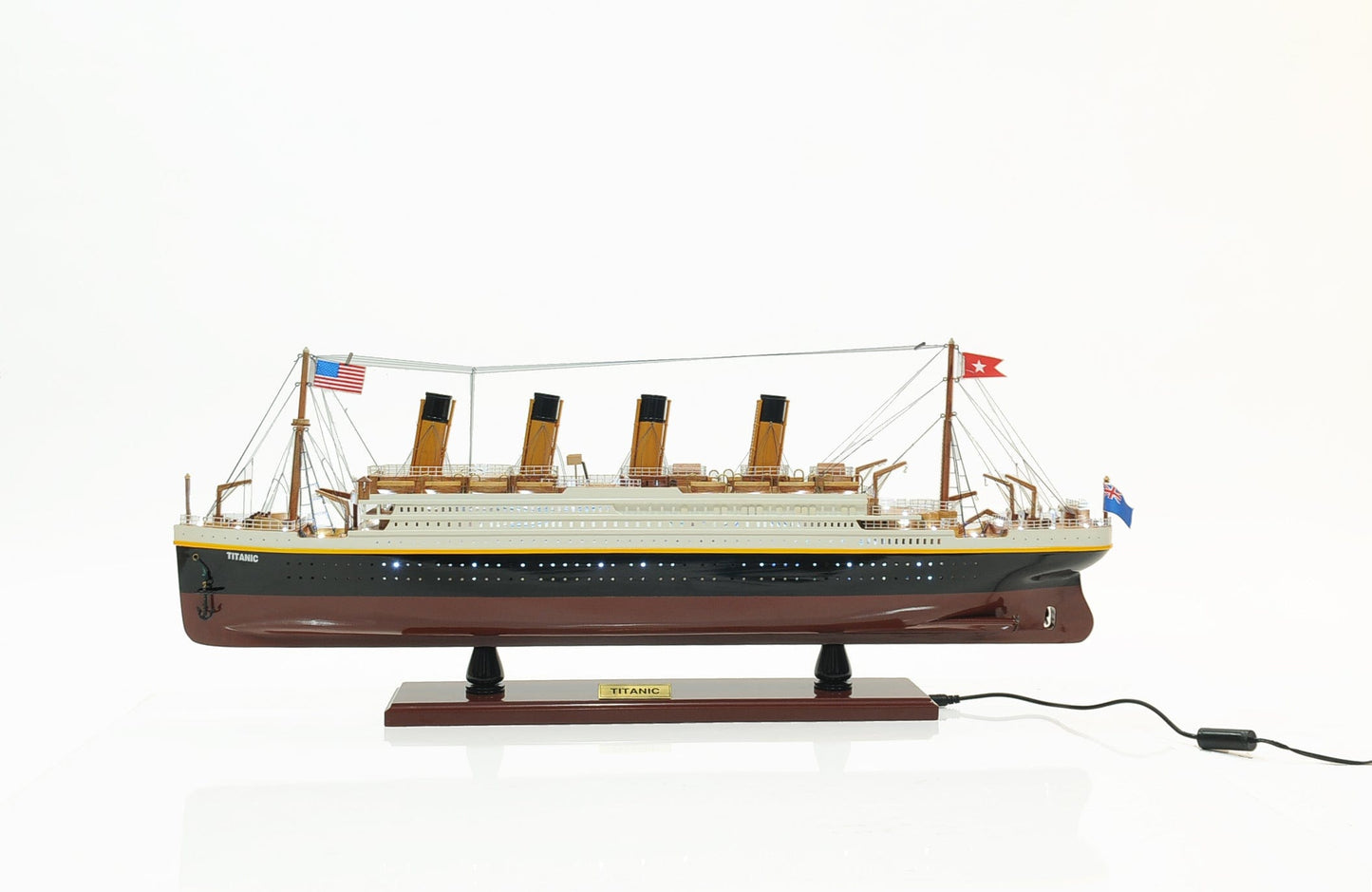 ALDO Hobbies & Creative Arts> Collectibles> Scale Model L: 32 W: 4 H: 13 Inches / NEW / Wood RMS Titanic Painted Medium With lights Passenger Ship Ocean Liner Wood Model Assembled