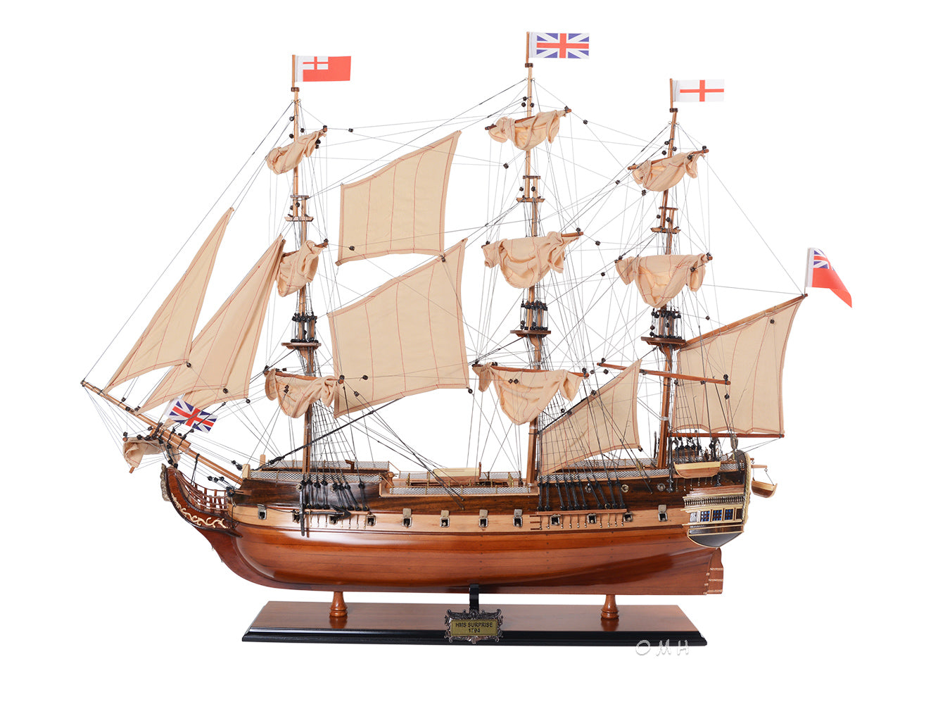 ALDO Hobbies & Creative Arts> Collectibles> Scale Model L: 37 W: 12 H: 31 Inches / new / wood HMS Surprise British Royal Navy Frigate Tall Ship Portrayed in the Movie Master and Commander Wood Model Sailboat Assembled