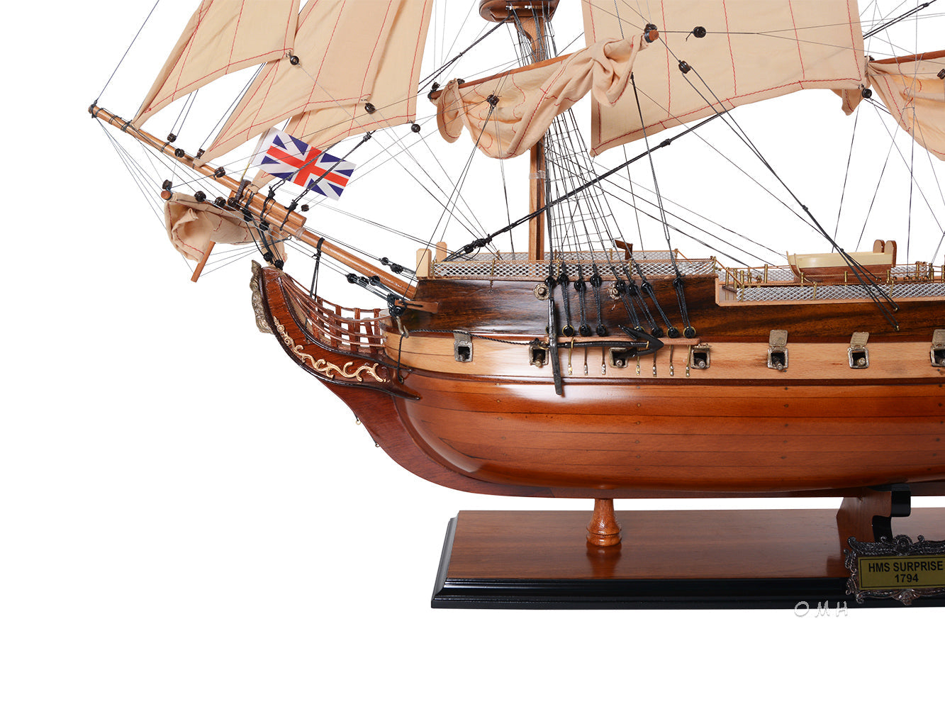 ALDO Hobbies & Creative Arts> Collectibles> Scale Model L: 37 W: 12 H: 31 Inches / new / wood HMS Surprise British Royal Navy Frigate Tall Ship Portrayed in the Movie Master and Commander Wood Model Sailboat Assembled