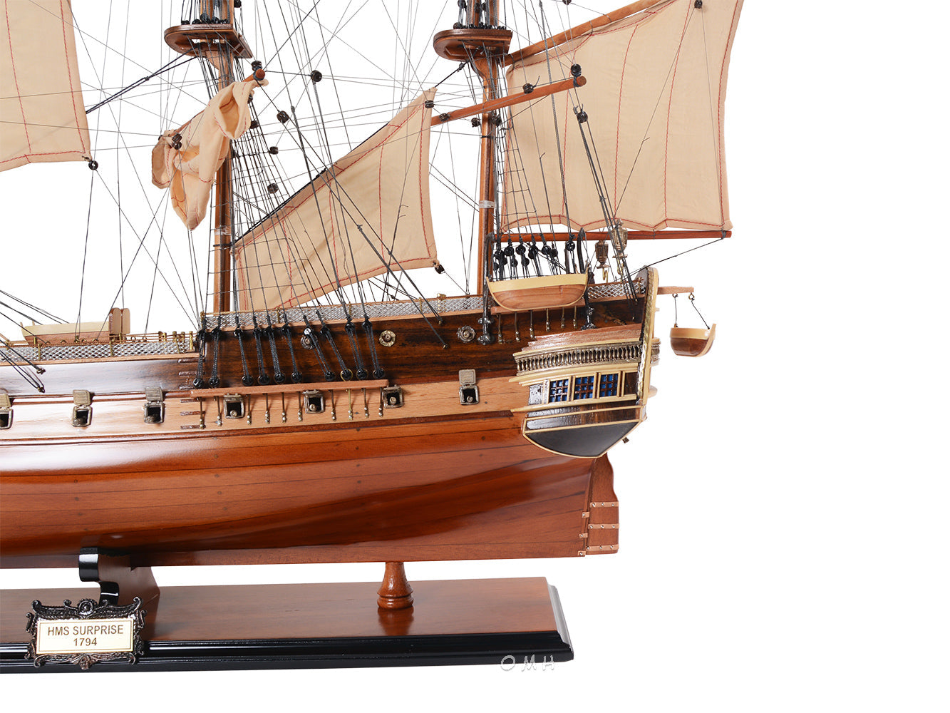 ALDO Hobbies & Creative Arts> Collectibles> Scale Model L: 37 W: 12 H: 31 Inches / new / wood HMS Surprise British Royal Navy Frigate Tall Ship Portrayed in the Movie Master and Commander Wood Model Sailboat Assembled