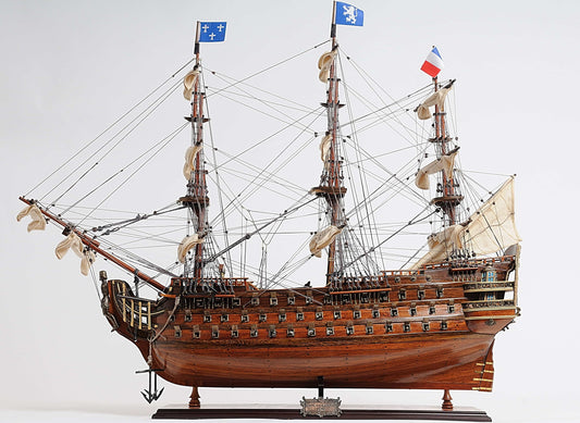 ALDO Hobbies & Creative Arts> Collectibles> Scale Model L: 37 W: 12 H: 36 Inches / Brown / Wood Royal Louis E.E French Navy Tall Ship Large Sailboat Wood Model Assembled