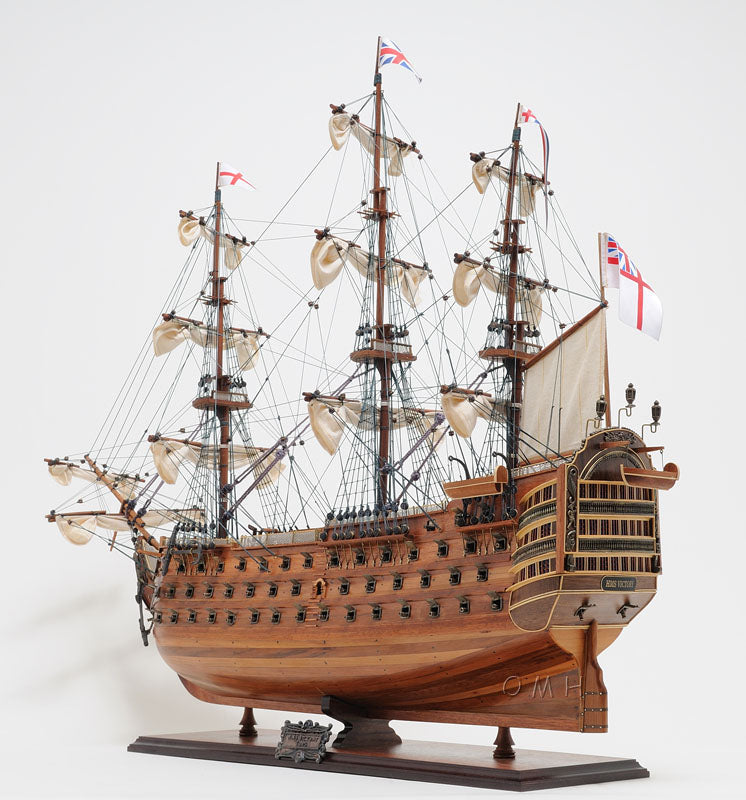 ALDO Hobbies & Creative Arts> Collectibles> Scale Model L: 40 W: 13.75 H: 69 Inches / Brown / Wood HMS Victory Admiral Nelson Flagship Tall Ship Large Sailboat Exclusive Edition Wood Model Assembled With Floor Display Case