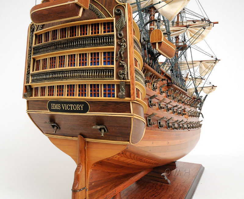 ALDO Hobbies & Creative Arts> Collectibles> Scale Model L: 40 W: 13.75 H: 69 Inches / Brown / Wood HMS Victory Admiral Nelson Flagship Tall Ship Large Sailboat Exclusive Edition Wood Model Assembled With Floor Display Case