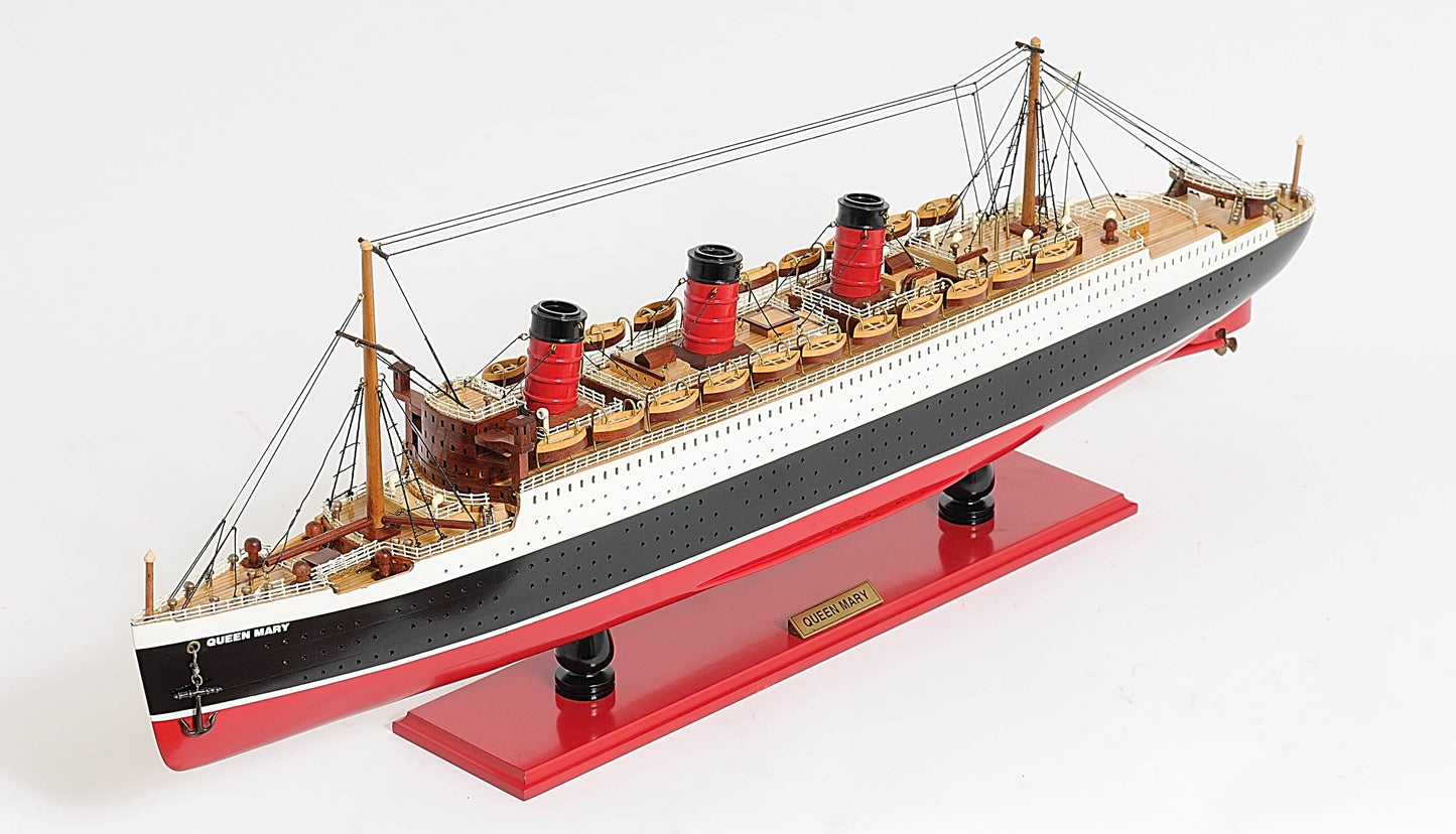 ALDO Hobbies & Creative Arts> Collectibles> Scale Model L: 40 W: 5 H: 12 Inches / NEW / Wood Queen Mary British Flagship Star Painted Passenger Ship Ocean Liner Large Wood Model Assembled