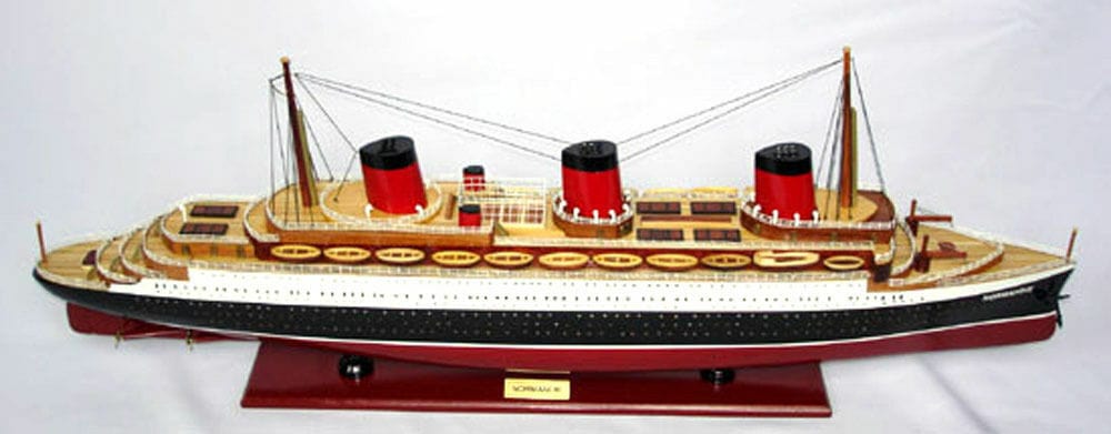ALDO Hobbies & Creative Arts> Collectibles> Scale Model L: 41 W: 5.5 H: 14.5 Inches / NEW / Wood T.S.S. Normandie French Painted Passenger Ship Ocean Liner Large Wood Model Assembled