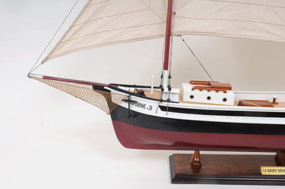 ALDO Hobbies & Creative Arts> Collectibles> Scale Model L: 43 W: 5.5 H: 31.25 Inches / NEW / Wood La Gaspésienne Canadien Sailboat Large Wood Model Ship By Developer Howard Chapelle