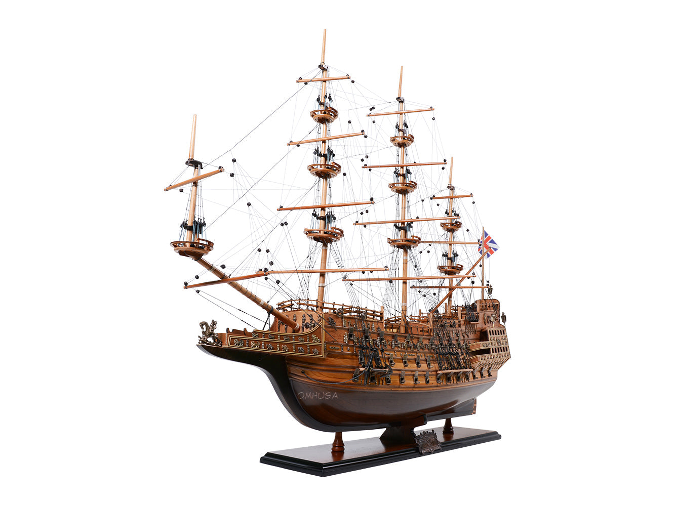 Aldo Hobbies & Creative Arts> Collectibles> Scale Model new / Wood / L: 35 W: 11.5 H: 32.5 Inches HMS Sovereign Of The Seas Tall Ship Small  Wood Model Sailboat No Sails Assembled