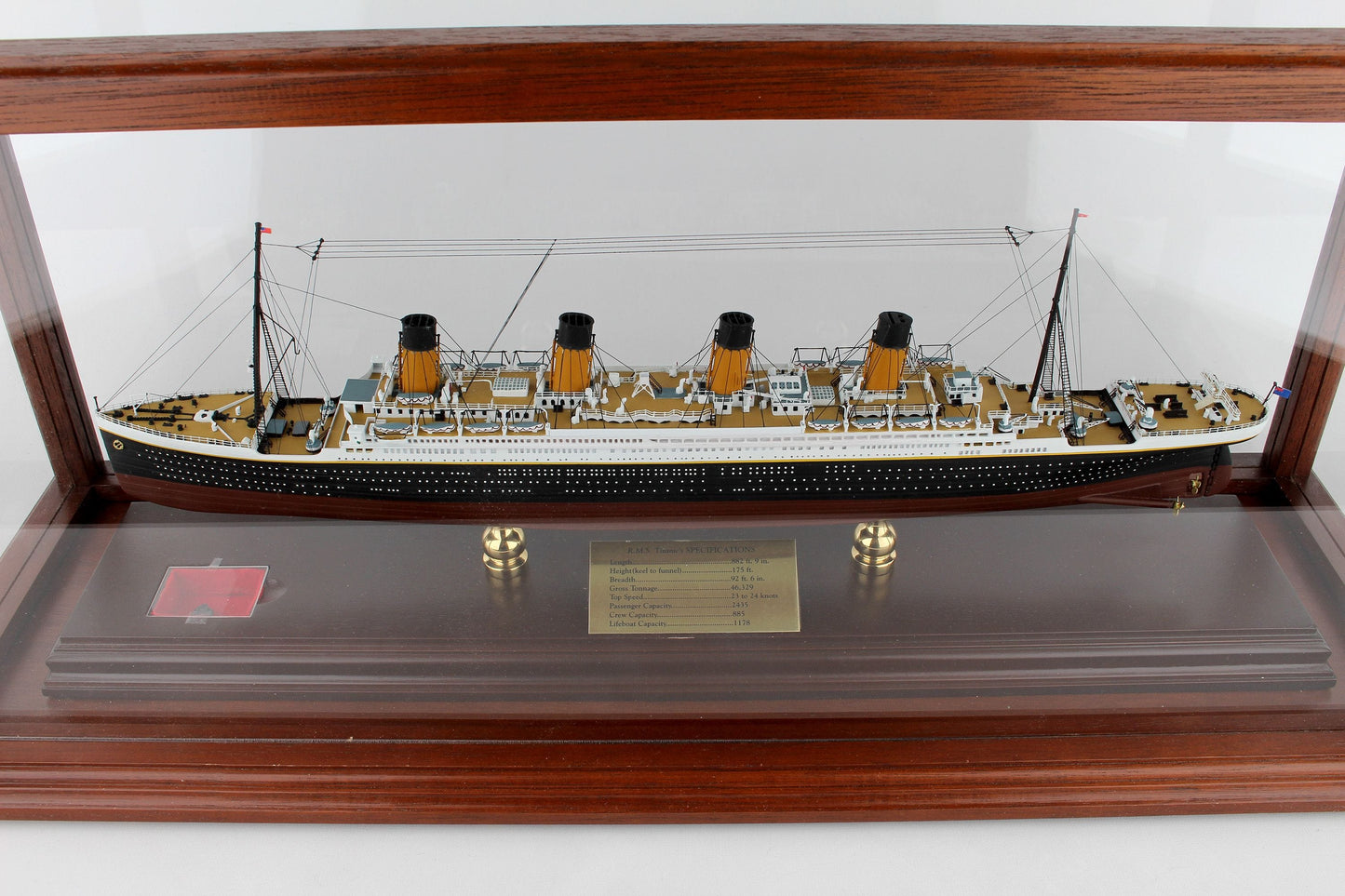 ALDO Hobbies & Creative Arts> Collectibles> Scale Model RMS Titanic medium Passenger Ship Ocean Liner Wood Model Assembled With Display Case and Real Artifact From the Ship