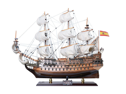 ALDO Hobbies & Creative Arts> Collectibles> Scale Model San Felipe Spanish Armada Galleon Tall Ship Medium Wood Model Limited Edition Full Crooked SailsSailboat Assembled