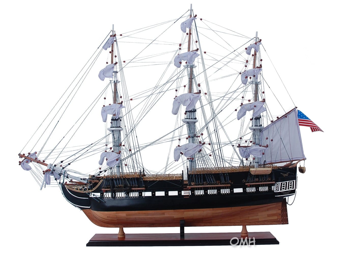 ALDO Hobbies & Creative Arts> Collectibles> Scale Model USS Constellation Three-Mast Frigate Tall Ship Large Wood Model Sailboat Assembled