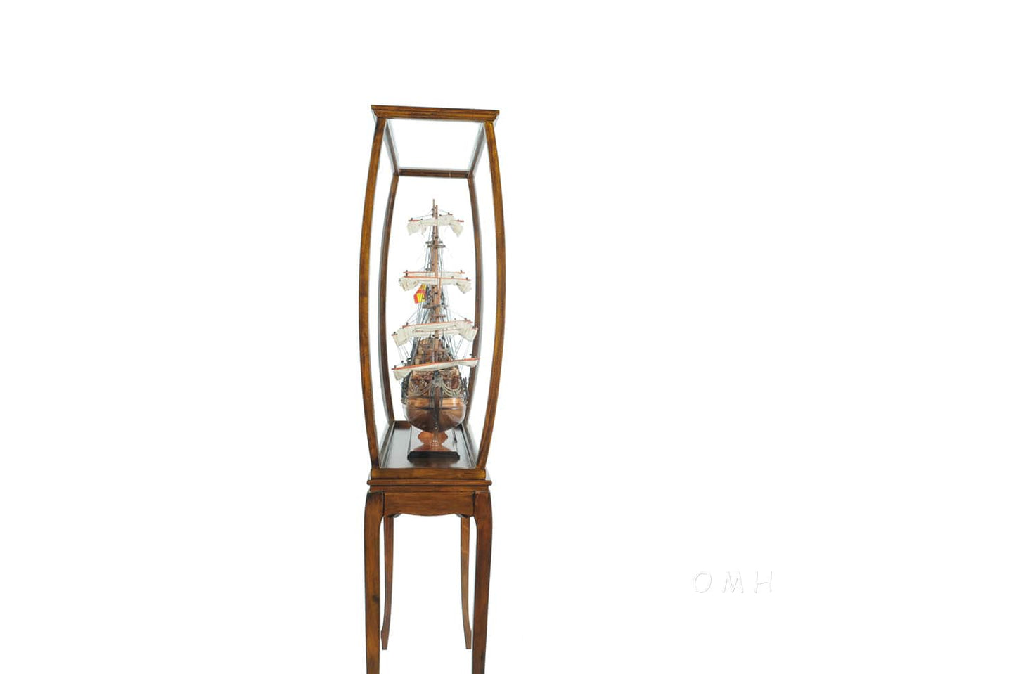 ALDO Hobbies & Creative Arts > Collectibles > Scale Models Outside: L: 40.5 W: 14.5 H: 68 Inches Inside: 38.25L x 13.25W x 36.5H inches. / NEW / Wood with plexiglass panels Floor Display Case Cabinet Wood with Plexiglas Panels Classic Light Brown for Tall Ship Yacht and Boat Models
