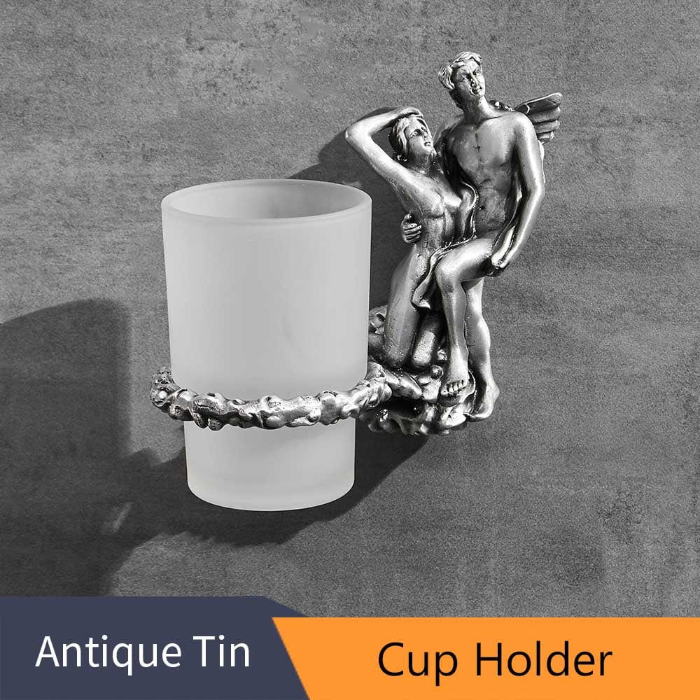 ALDO Home & Garden> Cup Holder Romantic Bathroom Hardware Accessories Set Cupid and Psyche Chrome Towel Ring and Robe Hook, Toilet Paper Holder Towel Bar Toilet Brush Holder