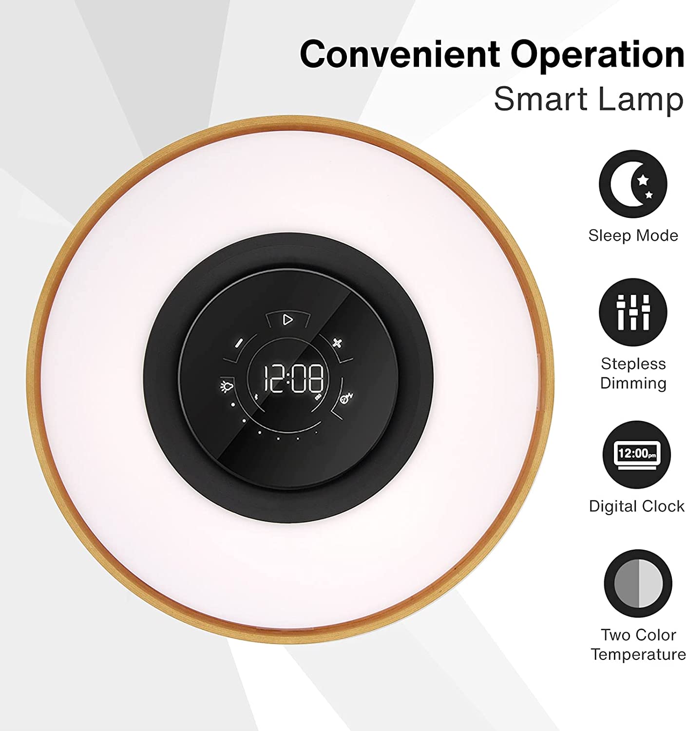 ALDO Home & Garden>Lamps> Lighting & Ceiling Fans 11"D x 11"W x 8"H / Wood Modern Art Deco Table Lamp Tree of Life Round Shape Smart Touch Wireless Bluetooth Speakers and Charging Pad