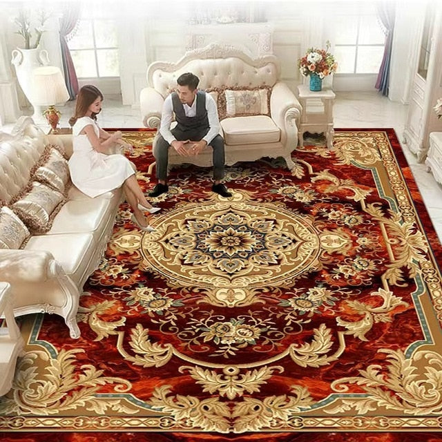 ALDO Home & Kitchen>Area Rugs>Carpet 2 feet Wide x 3 feet Long / Polyester / Multicolor Design Royal Red and Gold Luxury Non-Slip Rug Carpet