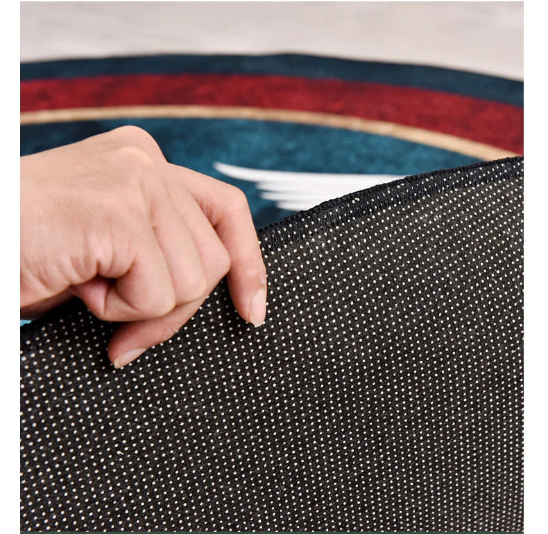ALDO Home & Kitchen>Area Rugs>Carpet Luxury Art Far Eastern Style with Two White Storks Non-Slip Round Rug Carpet