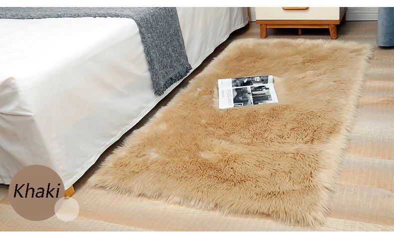 ALDO Home & Kitchen>Area Rugs>Carpet Luxury Super Soft Faux Sheepskin Fur Light Brown Area Rugs for Bedside Floor Mat Plush Sofa Cover Seat Pad for Bedroom