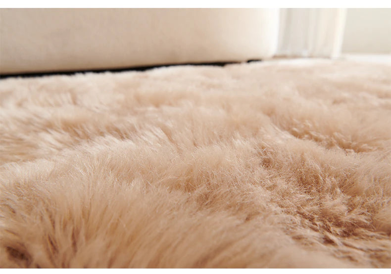 ALDO Home & Kitchen>Area Rugs>Carpet Luxury Super Soft Faux Sheepskin Fur Light Brown Area Rugs for Bedside Floor Mat Plush Sofa Cover Seat Pad for Bedroom