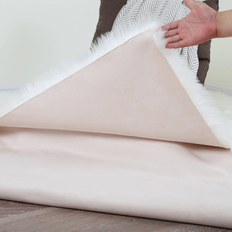 ALDO Home & Kitchen>Area Rugs>Carpet Luxury Super Soft Faux Sheepskin Fur White Area Rugs for Bedside Floor Mat Plush Sofa Cover Seat Pad for Bedroom