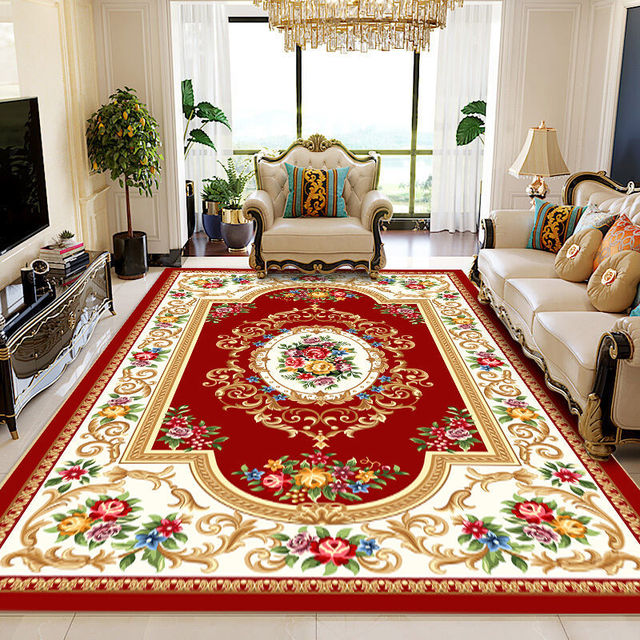 ALDO Home & Kitchen>Area Rugs>Carpet New 2 feet Wide x 3 feet Long / Polyester / Multicolor Luxury Royal Red Design Non-Slip Rug Carpet
