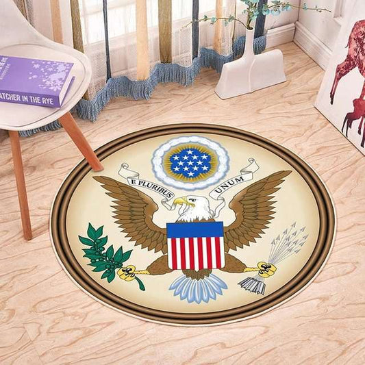 ALDO Home & Kitchen>Area Rugs>Carpet Poliester / Multicolor / American Eagle United States Seal 3" x 3" Round American Eagle Official Seals Round Carpet Anti-slip Soft Plush Rugs Mat