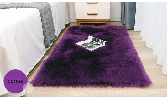 ALDO Home & Kitchen>Area Rugs>Carpet Poliester / Purple / 60x120cm 23x47inch Luxury Super Soft Faux Sheepskin Fur Purple Area Rugs for Bedside Floor Mat Plush Sofa Cover Seat Pad for Bedroom