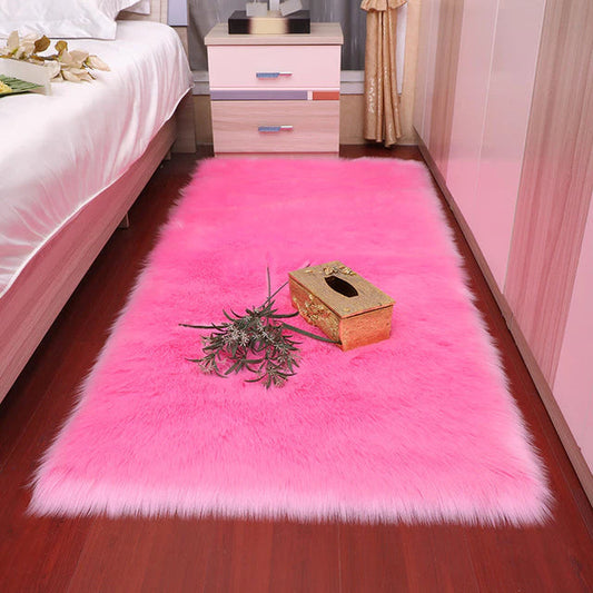 ALDO Home & Kitchen>Area Rugs>Carpet Poliester / White / 60x120cm 23x47inch Luxury Super Soft Faux Sheepskin Fur Pink Area Rugs for Bedside Floor Mat Plush Sofa Cover Seat Pad for Bedroom
