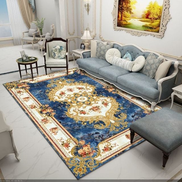 ALDO Home & Kitchen>Area Rugs>Carpet Royal Palace Blue Design Luxury Non-Slip Rug Carpet