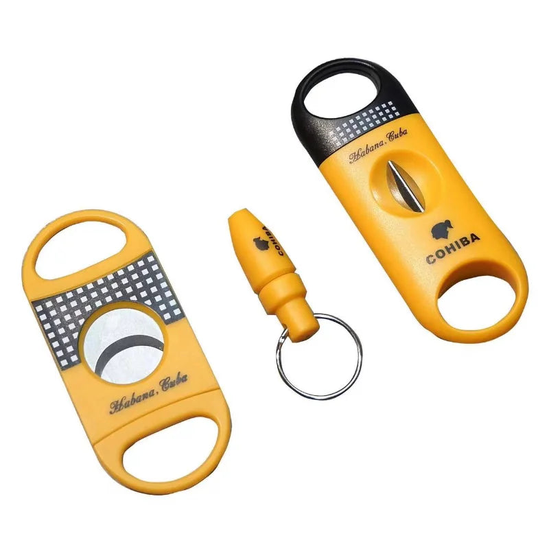 ALDO Home & Kitchen>Ashtray 3 Piece Set -Yellow Luxury Cohiba Designer Cigar Tools and Accessories Set