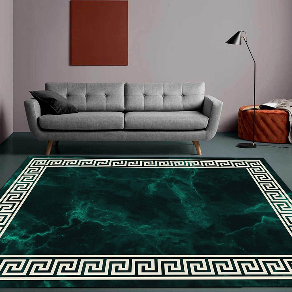 ALDO Home & Kitchen>Cups, Mugs, & Saucers Modern Versace Style Design Marble Green and White Luxury Non-Slip Rug Carpet