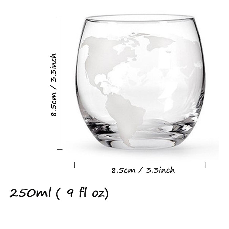 ALDO Home & Kitchen>Cups, Mugs, & Saucers New / Borosilicate Glass / 5" W x 9.5" Inches long Globe Crystal Led Free Glass Decanter Bottle With Ship Inside Two Glasses and Holder Set For Liquor Wine Whisky Vodka