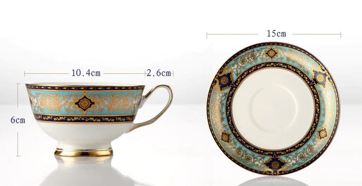 ALDO Home & Kitchen>Dinner Set New / Porcelain Royal Classic Coffee and Tea Set Baroque Style Art Hand Made Fine Porcelain 24 Karat Gold Plated For Six Person Comes in the Gift Box