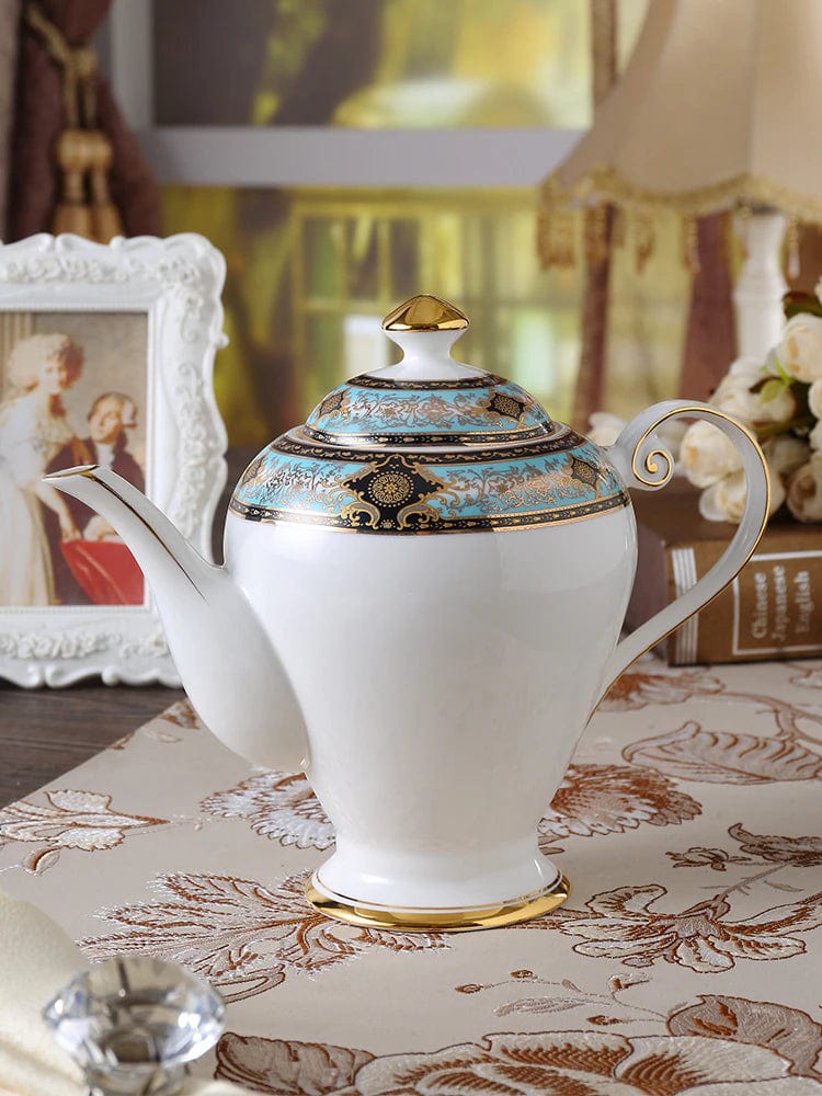 ALDO Home & Kitchen>Dinner Set New / Porcelain Royal Classic Coffee and Tea Set Baroque Style Art Hand Made Fine Porcelain 24 Karat Gold Plated For Six Person Comes in the Gift Box